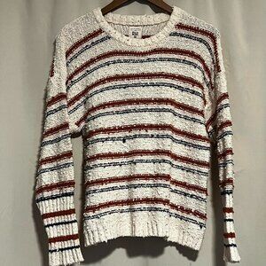 Billabong Multicolored "Nubby" Sweater Striped Crew Neck 100% Cotton Size M